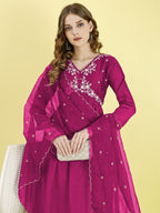Yash Enterprise Pink Vichitra Silk Embroidery Party Wear Suit Set | Grocsy