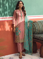 Vegaa Fashion Peach Organza Fancy Zari Party Wear Suit | Grocsy