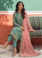 Vegaa Fashion Sky Blue Organza Fancy Zari Party Wear Suit | Grocsy