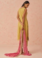 Vegaa Fashion Yellow Fancy Crush Embroidered Salwar Suit | Grocsy