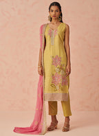 Vegaa Fashion Yellow Fancy Crush Embroidered Salwar Suit | Grocsy