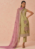Vegaa Fashion Gold Fancy Crush Embroidered Salwar Suit | Grocsy
