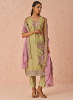 Vegaa Fashion Gold Fancy Crush Embroidered Salwar Suit | Grocsy