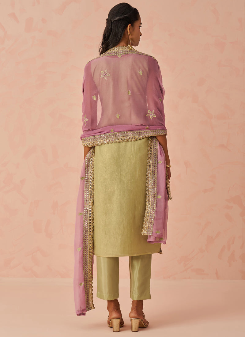 Vegaa Fashion Gold Fancy Crush Embroidered Salwar Suit | Grocsy