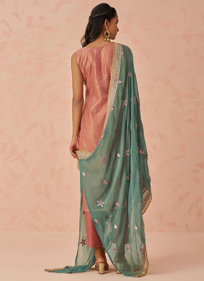 Vegaa Fashion Peach Crush Embroidered Salwar Suit | Grocsy