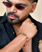 VOJ Gold-Polished Rudraksh Mahakal Bracelet | Grocsy