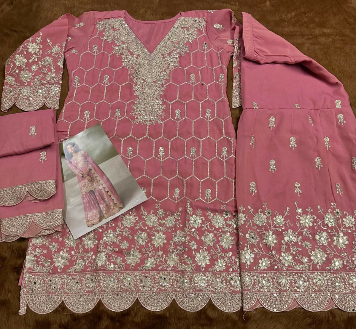 Anaita Peach Real Shimmer Readymade Suit with Embroidery & Real Mirror Work | Grocsy