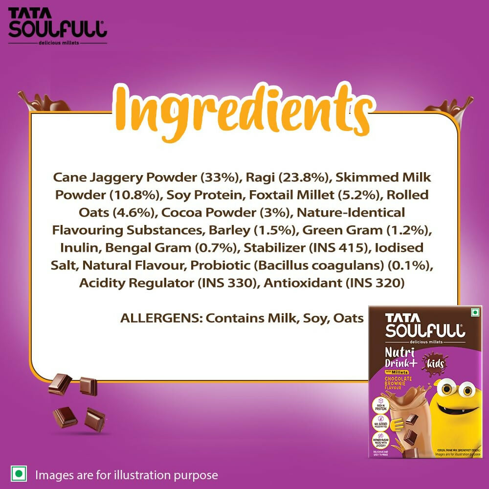 Tata Soulfull Nutri Drink+ For Kids With Millets - Chocolate Brownie Flavor | Grocsy