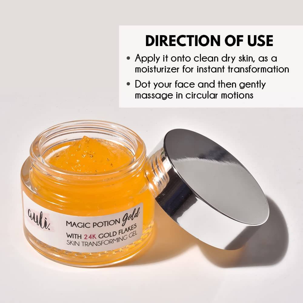 Auli Magic Potion Gold with 24k Gold Flakes - Skin Transforming Gel | Grocsy