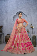 Kesar Fab Pink Organza Embroidered Lehenga | Grocsy