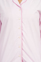 Breathables Women Cotton Night Suit Shirt And Pants Co-Ord Set Pink I Nightwear | Loungewear Set | Grocsy