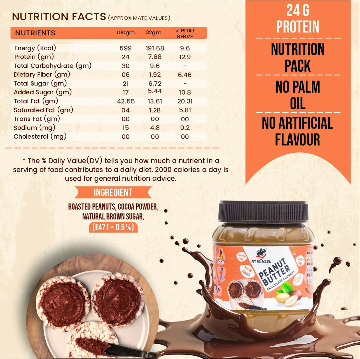 Fit Muscles Chocolate Peanut Butter Crunchy Chocolate | Grocsy