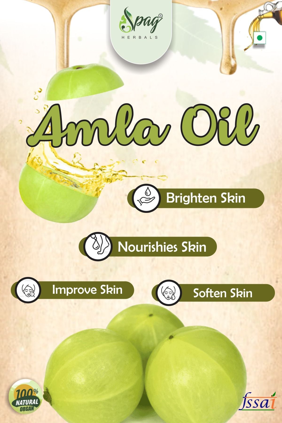 Spag Herbals Amla Oil For Hair & Skin Care | Grocsy