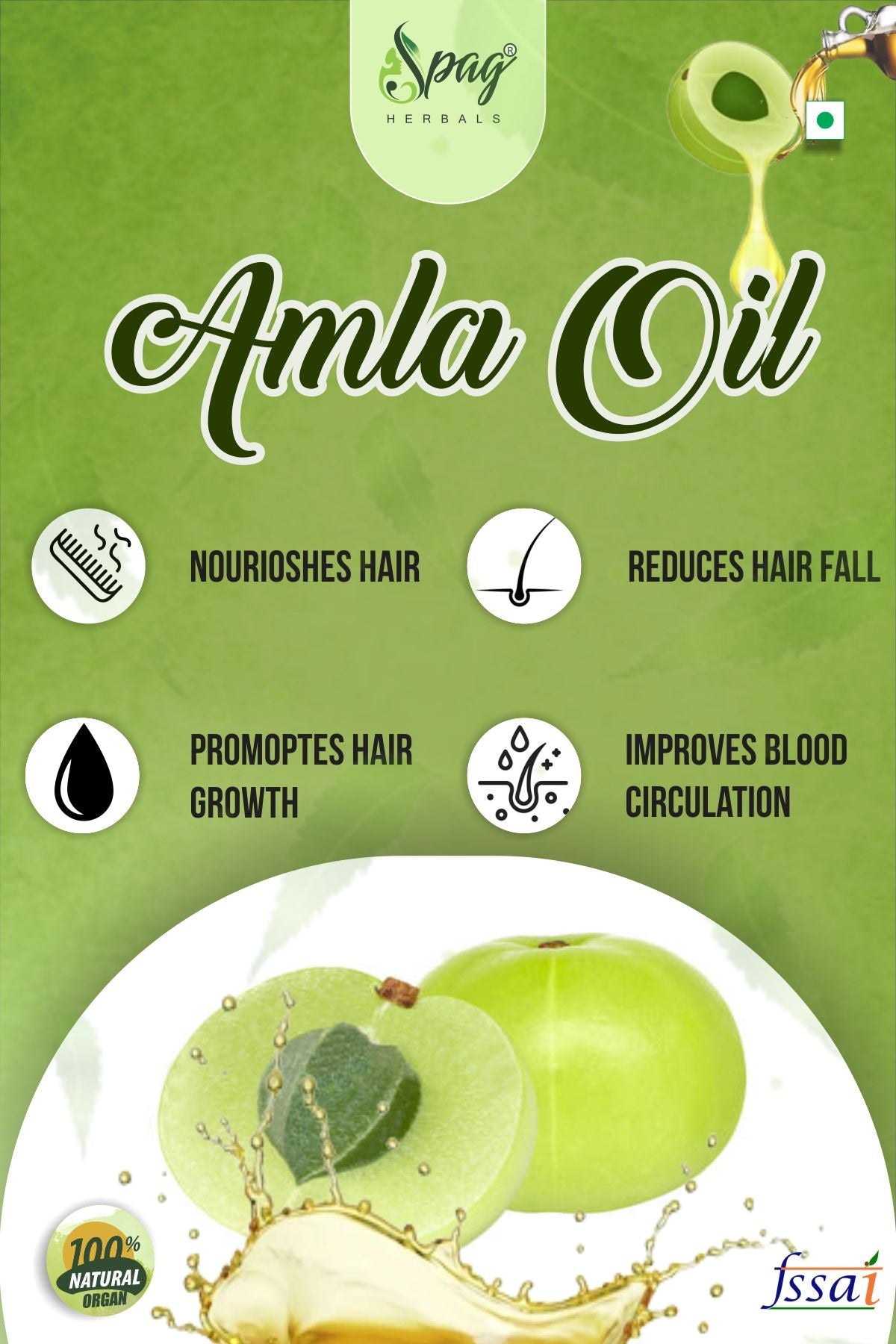 Spag Herbals Amla Oil For Hair & Skin Care | Grocsy