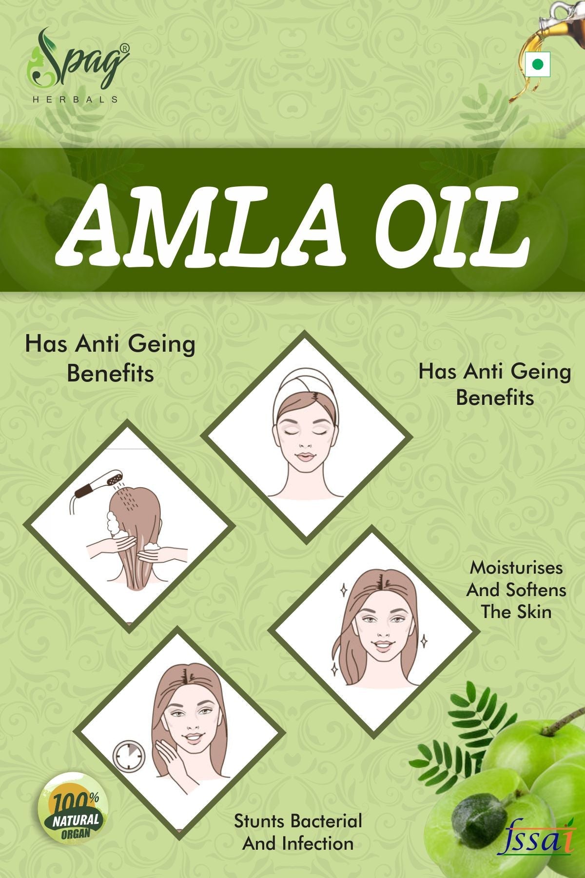 Spag Herbals Amla Oil For Hair & Skin Care | Grocsy