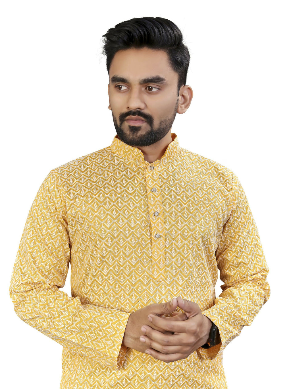 Anaita Yellow Lucknowi Work Silk Straight Kurta | Grocsy