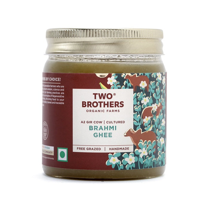 Two Brothers Organic Farms Brahmi Ghee | A2 Gir Cow Ghee (Brahmi) | Cultured Cow Desi Ghee | Curd-Churned Bilona Ghee | Pure, Natural, And Healthy | Grocsy