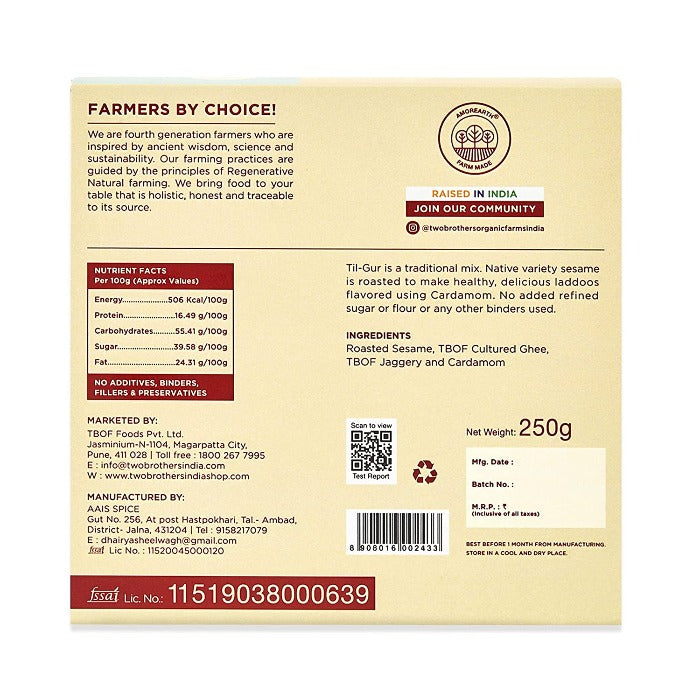 Two Brothers Organic Farms Handrolled Til Gur Laddoo | Grocsy