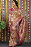 Anaita Purple Woven Design Pure Silk Banarasi Saree With Blouse | Grocsy