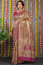 Anaita Purple Woven Design Pure Silk Banarasi Saree With Blouse | Grocsy