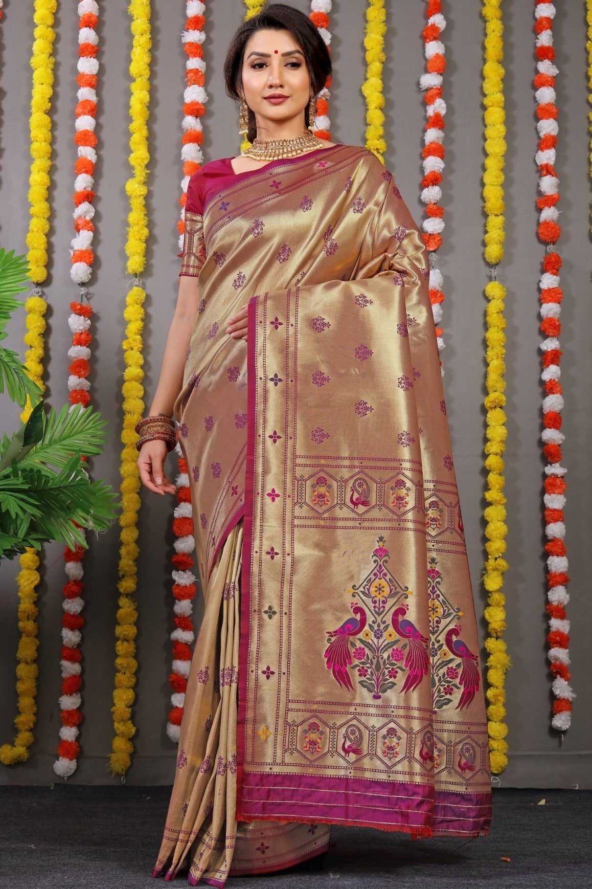 Anaita Purple Woven Design Pure Silk Banarasi Saree With Blouse | Grocsy