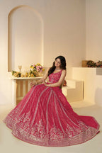 Kesar Fab Pink Jimmy Choo Hand_Woven Lehenga | Grocsy