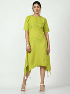 Myshka Women's Green A-Line Solid Kurta | Grocsy