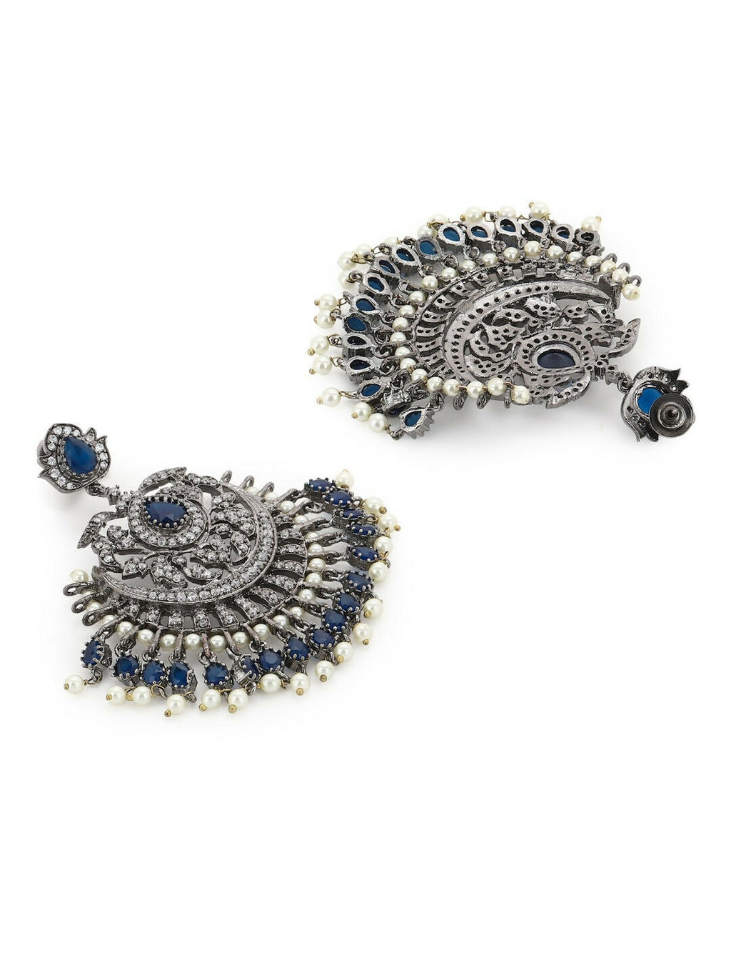 Diamond and Pearl Chand Earrings- Ruby Raang | Grocsy