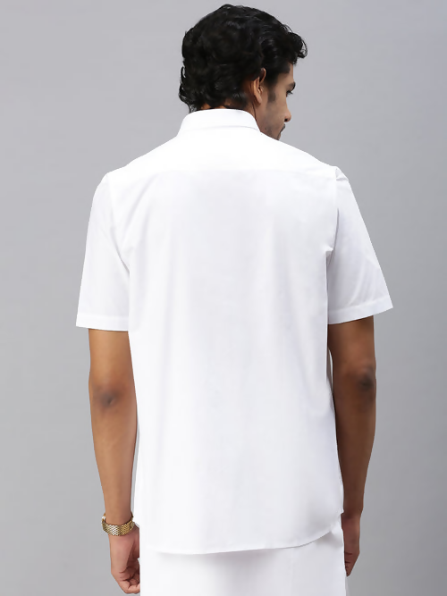 Ramraj Cotton Mens Half Sleeve White Shirt Plus Size - Breeze Cotton | Grocsy