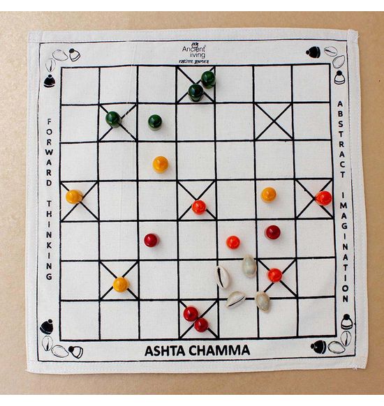 Ancient Living Chauka Bara Four-Player Game / Ashta Chamma | Grocsy