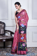 Morchari Multicolour Cotton Handloom Mirror Work Saree Unstitched Blouse | Grocsy