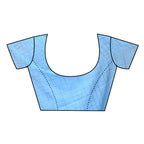 Very Much Indian Mul Cotton Khadi Design Handloom Woven Saree - Blue | Grocsy
