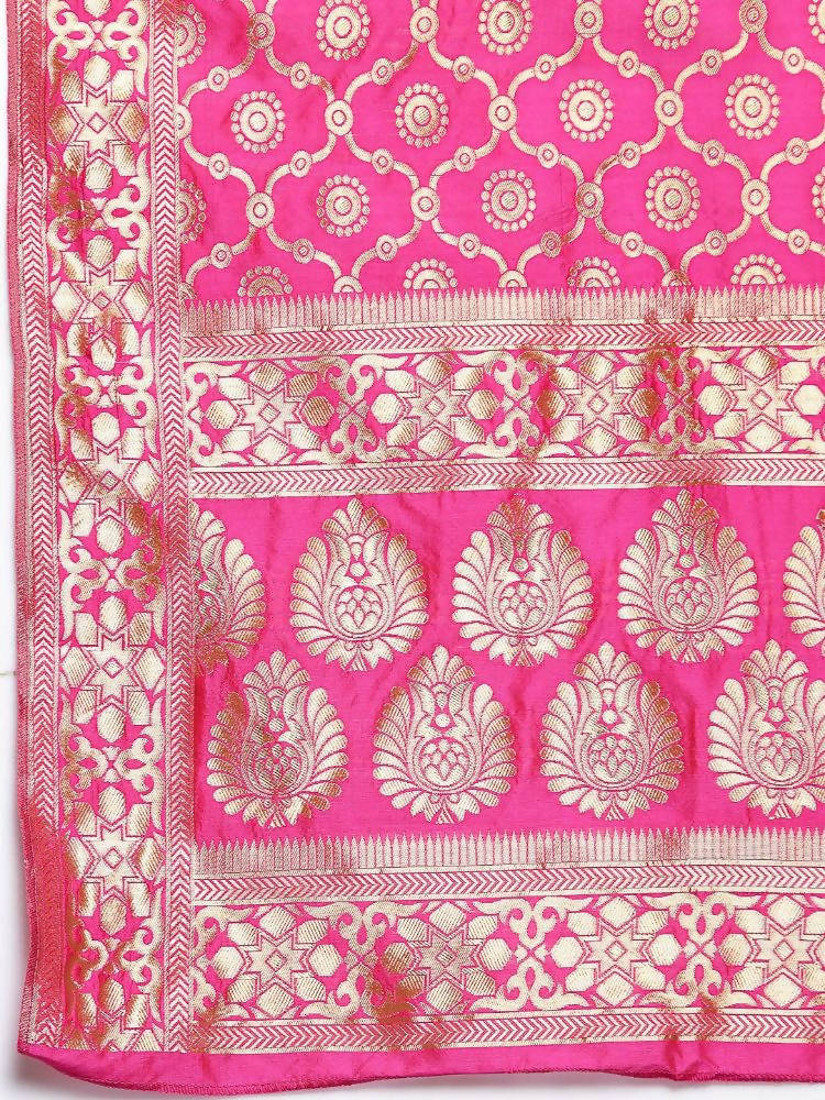 Myshka Women's Pink Silk Print Casual Dupatta | Grocsy