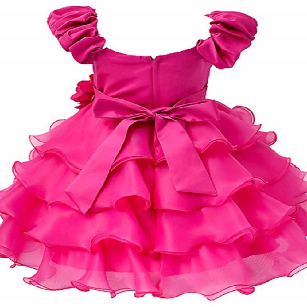 Asmaani Baby Girl's Pink Color Satin Knee Length Frock (AS-dress-22084 ) | Grocsy