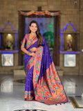 Vedant Vastram Soft Litchi Silk Paithani Jacquard Saree - Violet | Grocsy