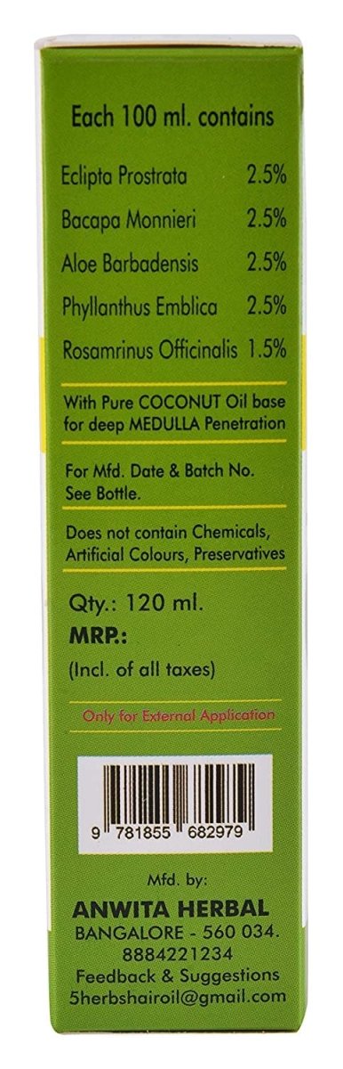 Anwita Herbal 5 Herbs Family Hair Oil | Grocsy