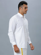 Ramraj Cotton Mens Full Sleeve Formal Poly Cotton White Shirt | Grocsy