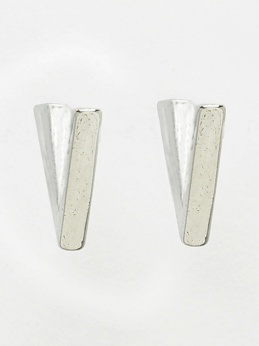 NVR Men's Set of 3 Multicolor Rhodium-Plated Geometric Shape Stainless Steel Studs Earring | Grocsy