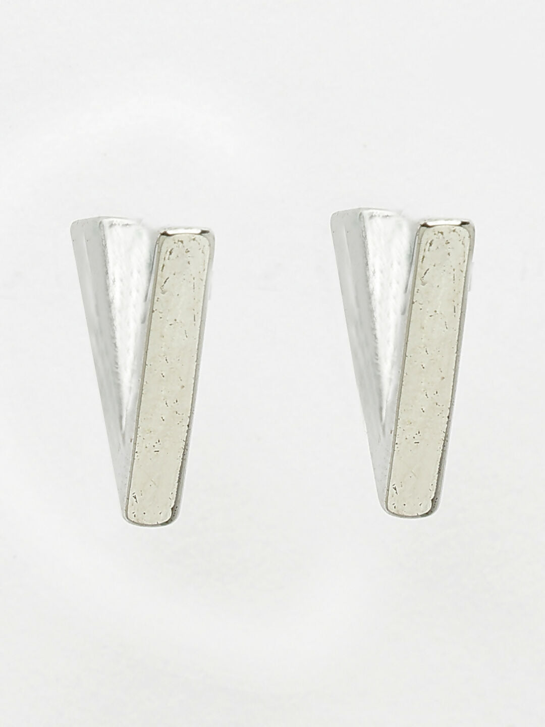 NVR Men's Set of 3 Multicolor Rhodium-Plated Geometric Shape Stainless Steel Studs Earring | Grocsy