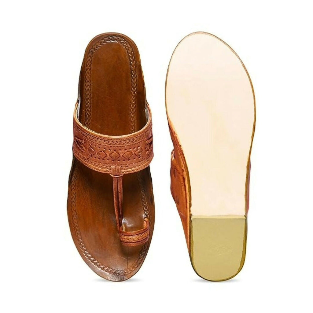 Stepsoft Brown Leather Kolhapuri Chappals For Men – Wedding & Ethnic Wear | Grocsy