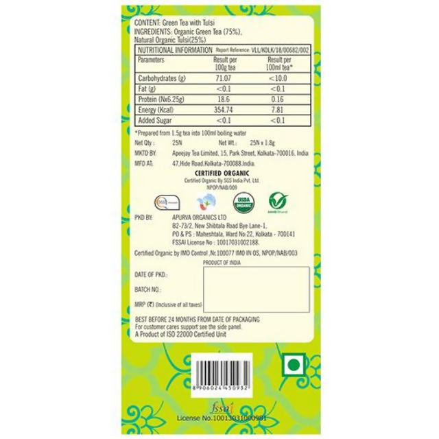 Typhoo Supporting Tulsi Green Tea Bags | Grocsy