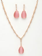 NVR Women's Rose Gold Artificial Stones Studded Handcrafted Jewellery Set | Grocsy