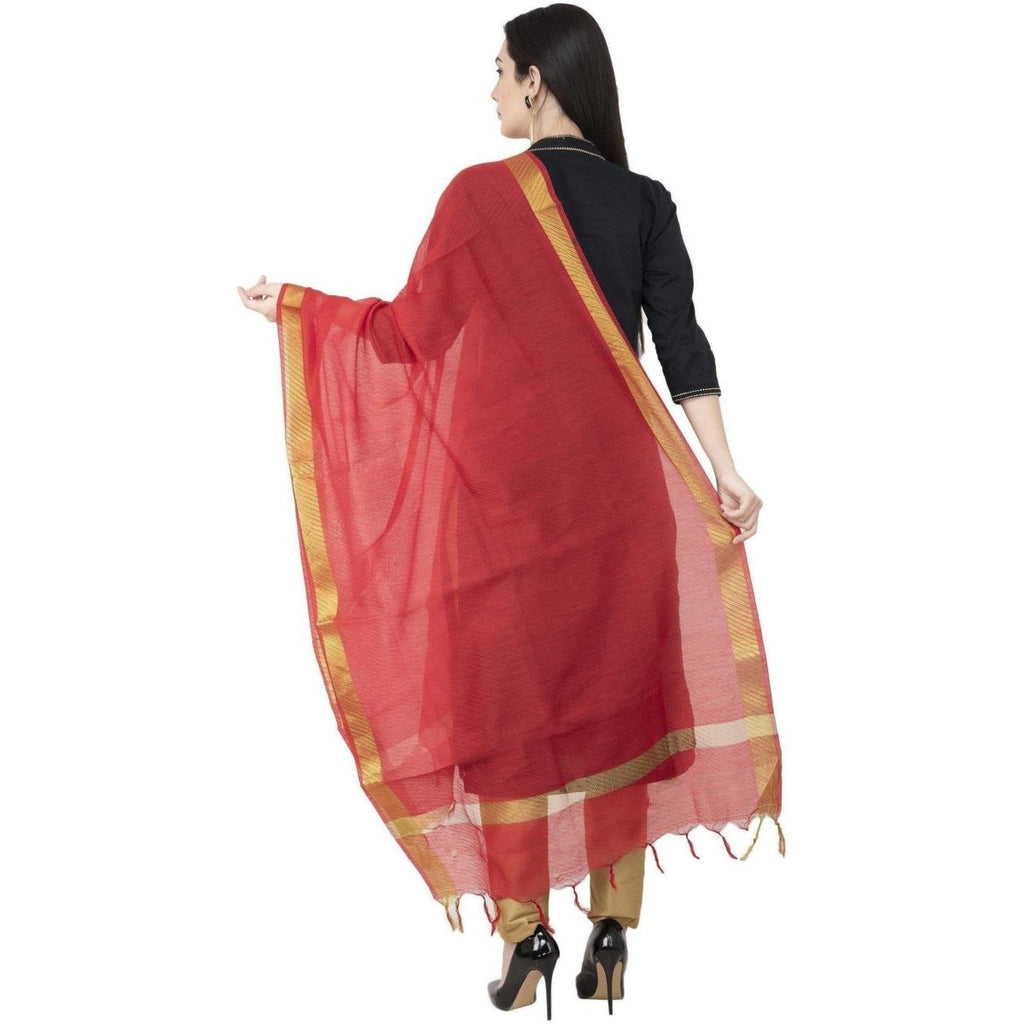 A R Silk Chanderi Crush Crush Design Red Color Dupatta or Chunni | Grocsy