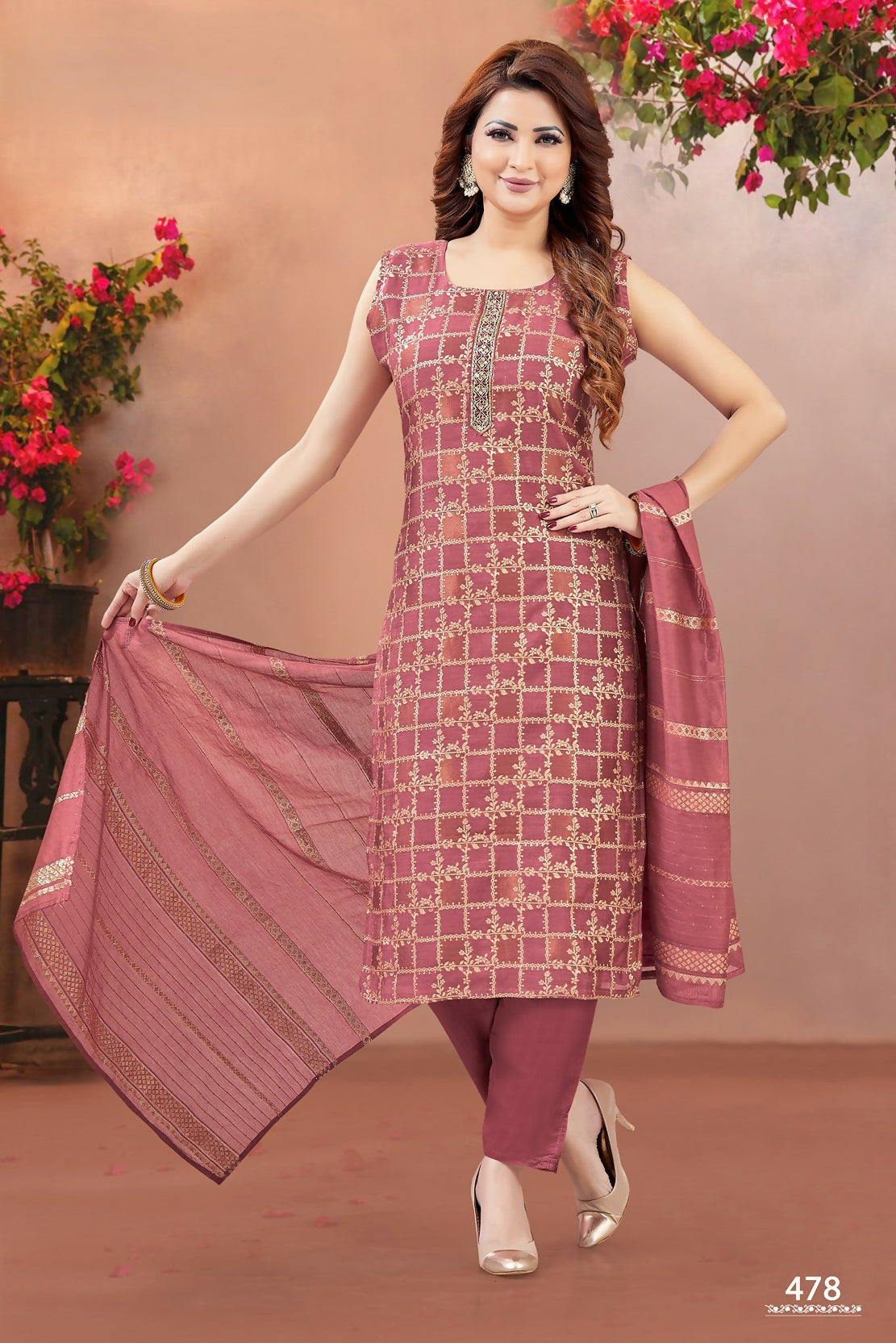 Joban Fashion Women Brocade Onion Round Neck Emroidery Kurta Set | Grocsy