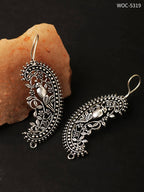 Mominos Fashion Johar Kamal Silver Parrot Hoops and Ghungroo Bali Combo Earrings | Grocsy