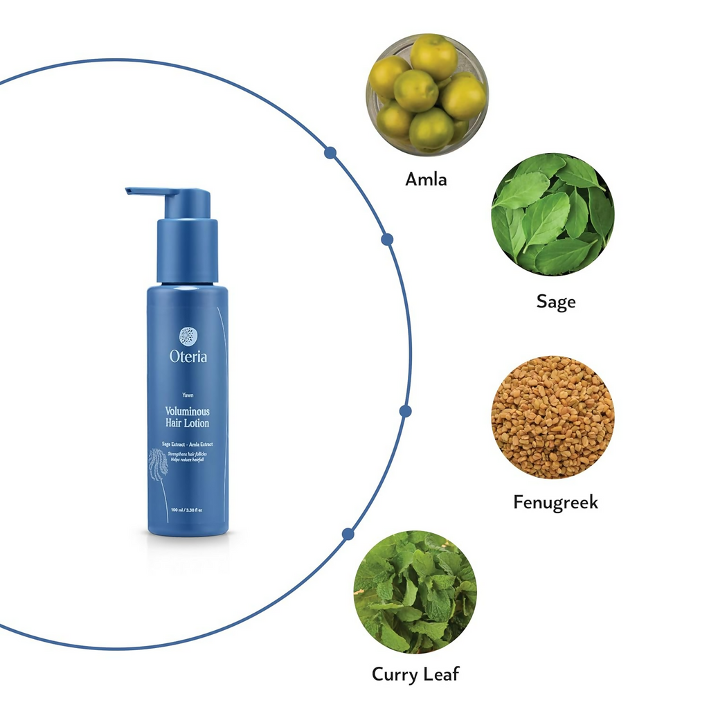 Oteria Luxury Voluminous Hair Lotion with Amla Fenugreek Sage and Curry Leaf & Hair Lotion & Serum For Hair Fall | Grocsy