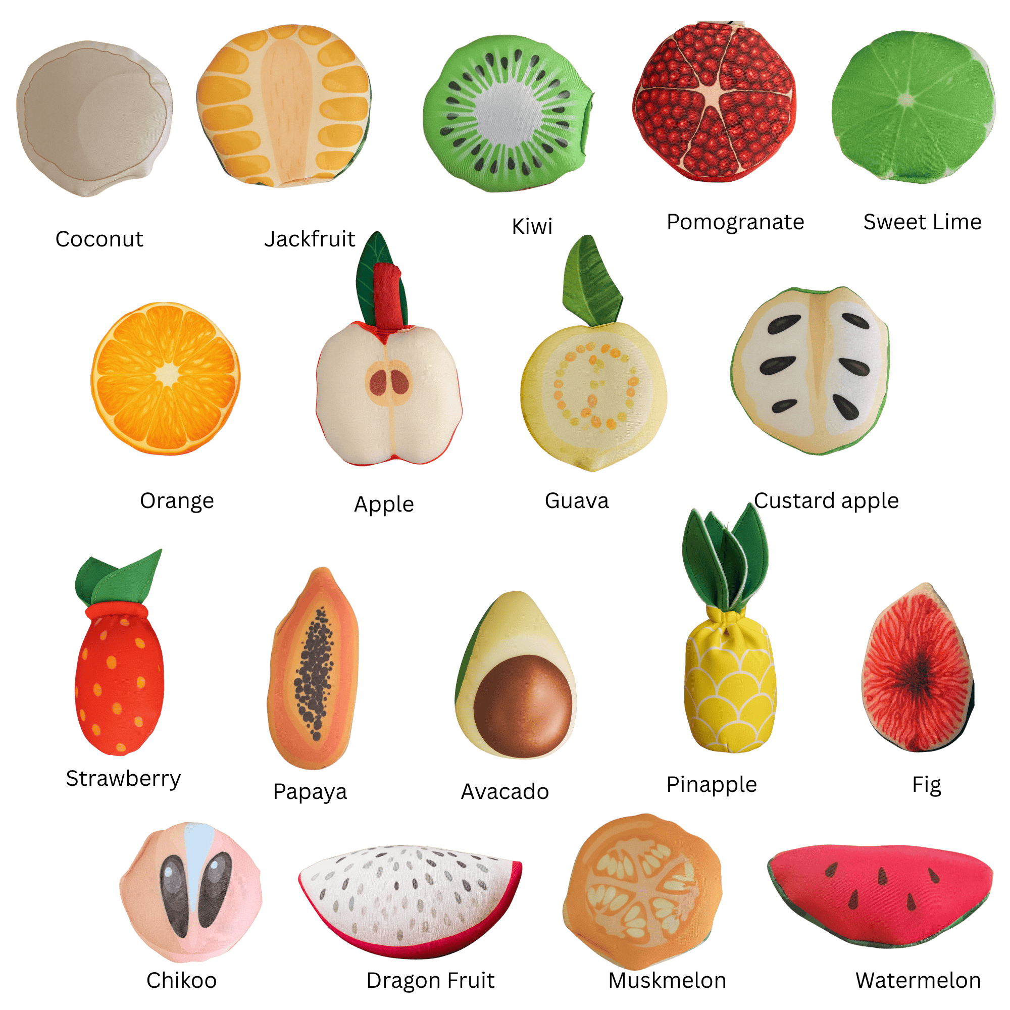 The Small Wonderland Pretend Play Fruits- 18-Piece Pretend Play Fruits Set | Grocsy