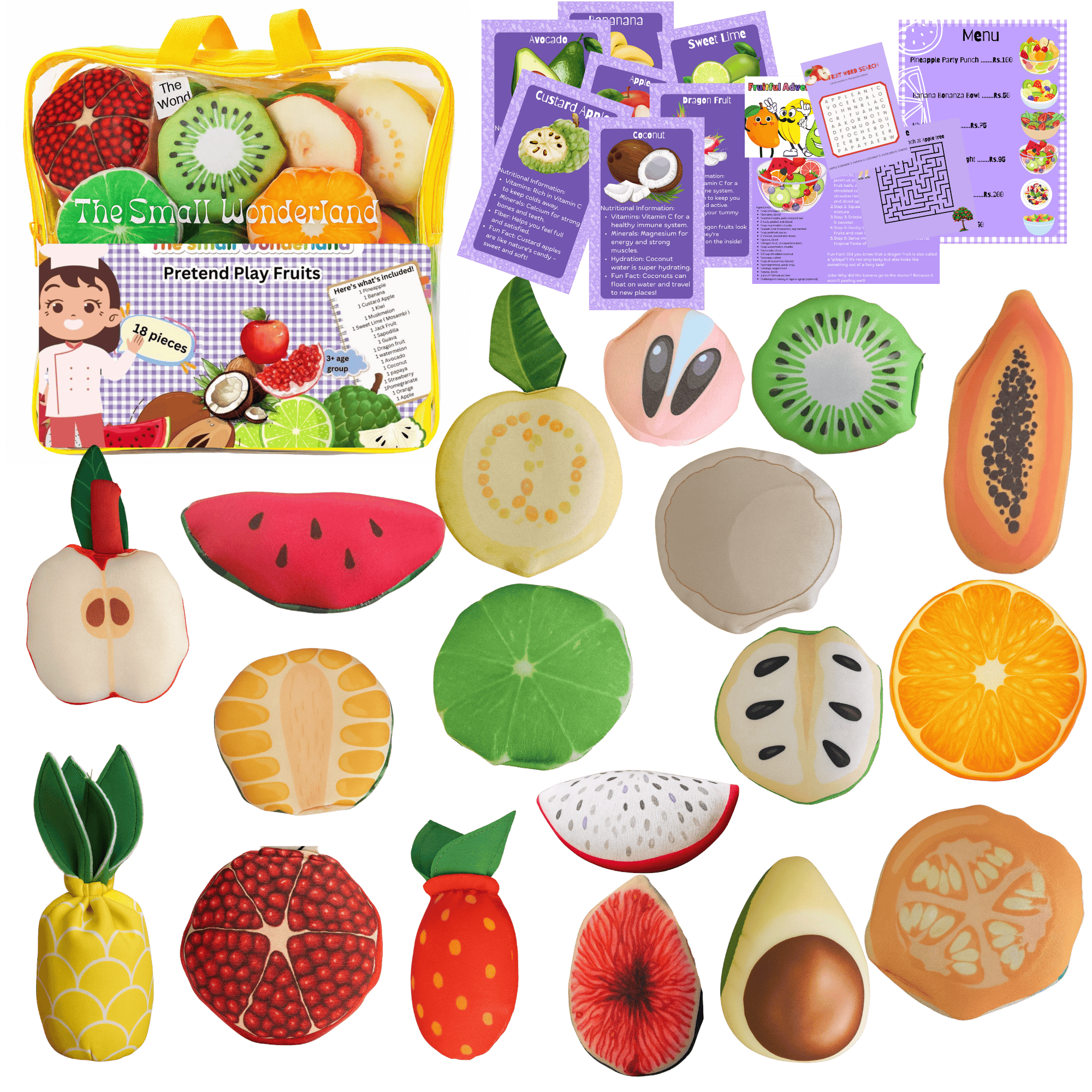 The Small Wonderland Pretend Play Fruits- 18-Piece Pretend Play Fruits Set | Grocsy