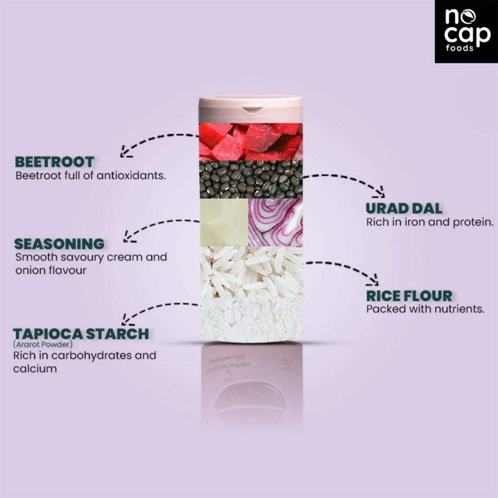 Nocap foods Zero Guilt Healthy Beetroot Chips - Cream&Onion | Grocsy