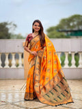 Vedant Vastram Soft Litchi Silk Banarasi Silk Jacquard Saree - Mustard | Grocsy
